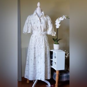 NWT LAUREN RALPH LAUREN White Long Dress with  Balloon Sleeves